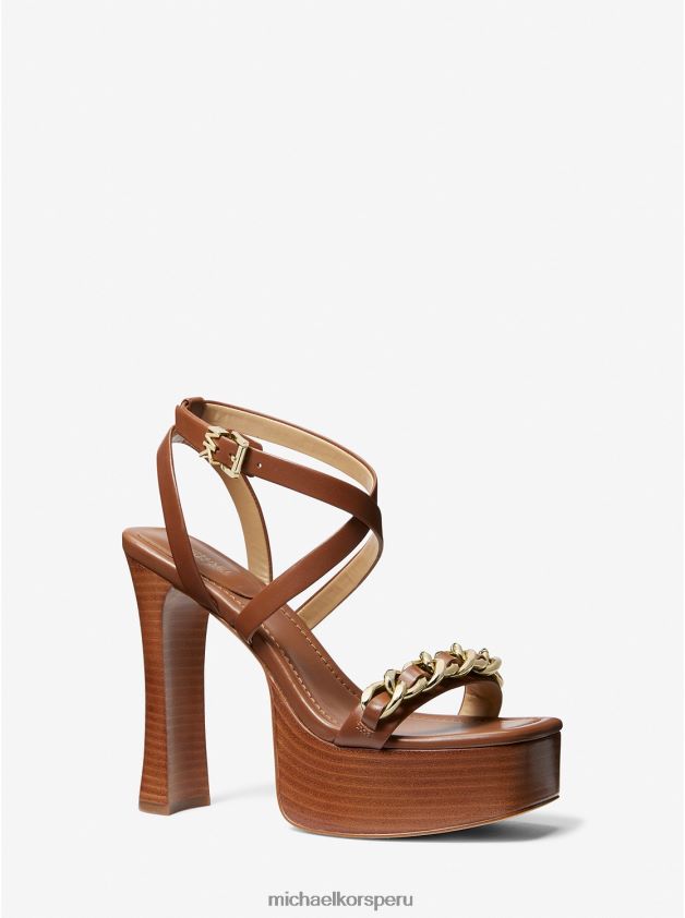 zapatos educacion fisica Michael Kors mujer sandalia paola con plataforma de piel y adorno de cadena equipaje 8FX48V1884