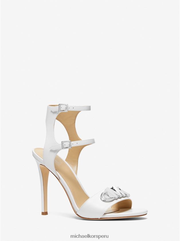 zapatos educacion fisica Michael Kors mujer sandalia parker de piel Blanco óptico 8FX48V1969