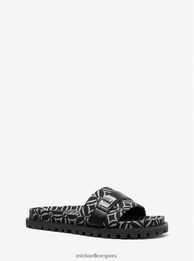 zapatos educacion fisica Michael Kors mujer sandalias padma con logo en jacquard negro/crema claro 8FX48V1925