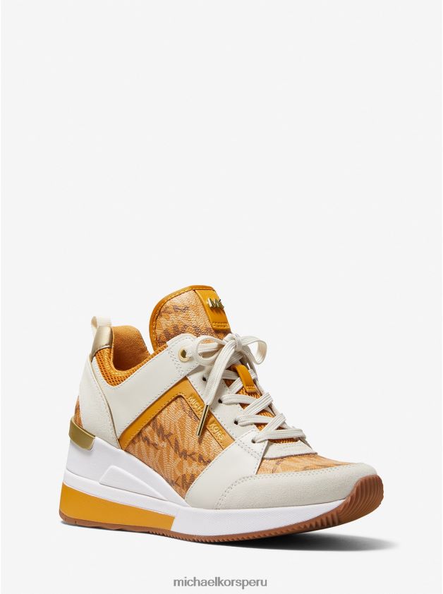 zapatos educacion fisica Michael Kors mujer Zapatilla georgie de piel con logo y estampado animal maravilla 8FX48V1794