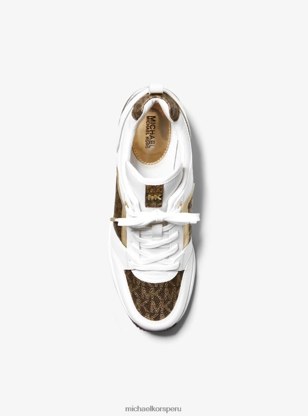 zapatos educacion fisica Michael Kors mujer Zapatilla georgie de piel y logo metalizado opwht multi 8FX48V1761