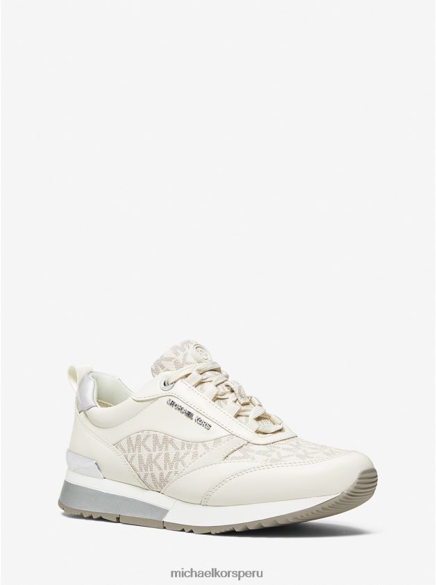 zapatos educacion fisica Michael Kors mujer Zapatillas Allie Stride de piel y logo furgoneta/crema 8FX48V1792