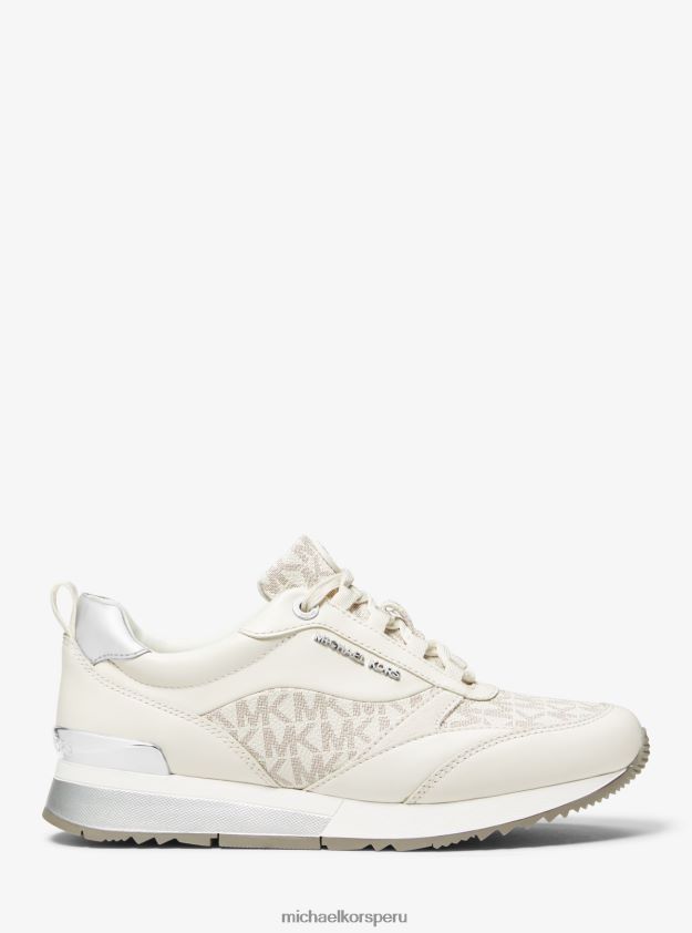 zapatos educacion fisica Michael Kors mujer Zapatillas Allie Stride de piel y logo furgoneta/crema 8FX48V1792