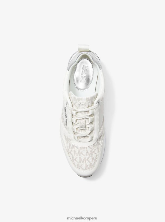 zapatos educacion fisica Michael Kors mujer Zapatillas Allie Stride de piel y logo furgoneta/crema 8FX48V1792