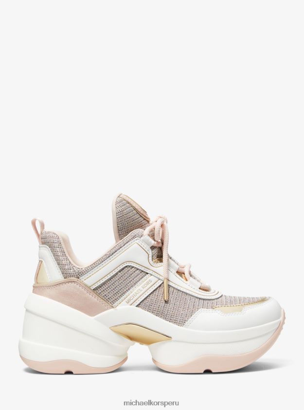 zapatos educacion fisica Michael Kors mujer Zapatillas olympia de piel y malla con cadena y purpurina multi 8FX48V1748