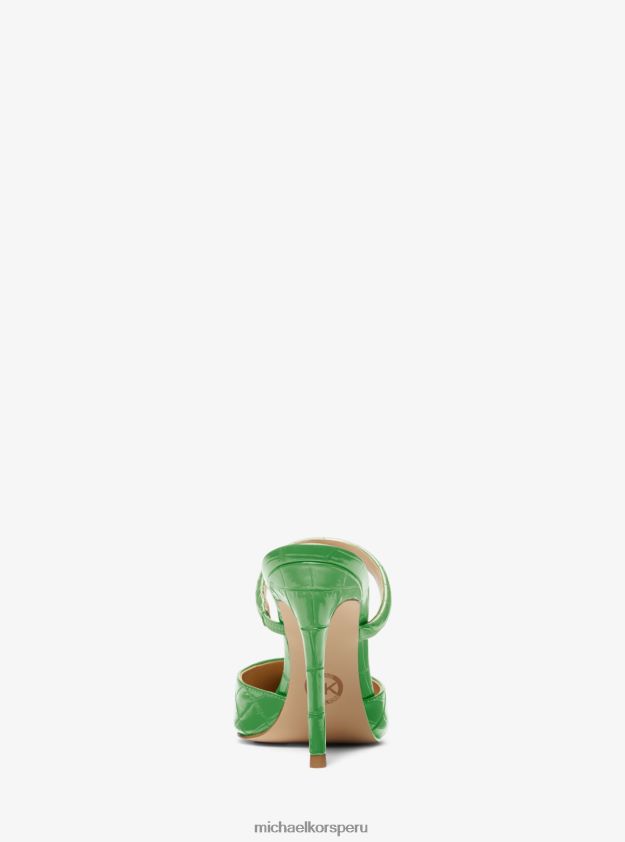 zapatos educacion fisica Michael Kors mujer mules jessa de piel con relieve de cocodrilo verde palma 8FX48V2285