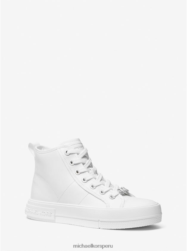 zapatos educacion fisica Michael Kors mujer zapatillas altas evy de cuero Blanco óptico 8FX48V1702
