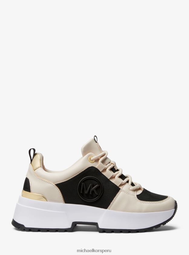 zapatos educacion fisica Michael Kors mujer zapatillas cosmo de piel sintética crema clara/negro 8FX48V1736