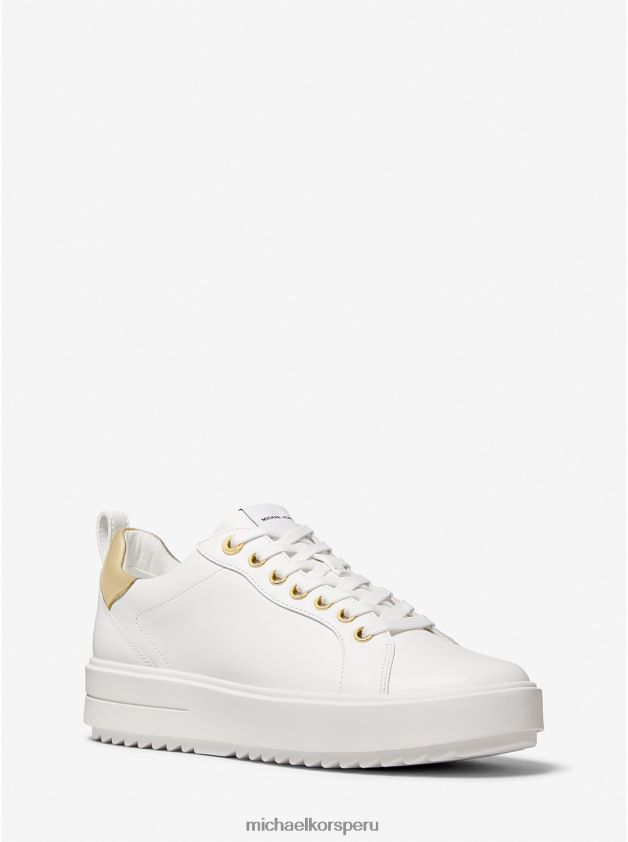 zapatos educacion fisica Michael Kors mujer zapatillas emmett de piel Blanco óptico 8FX48V1703