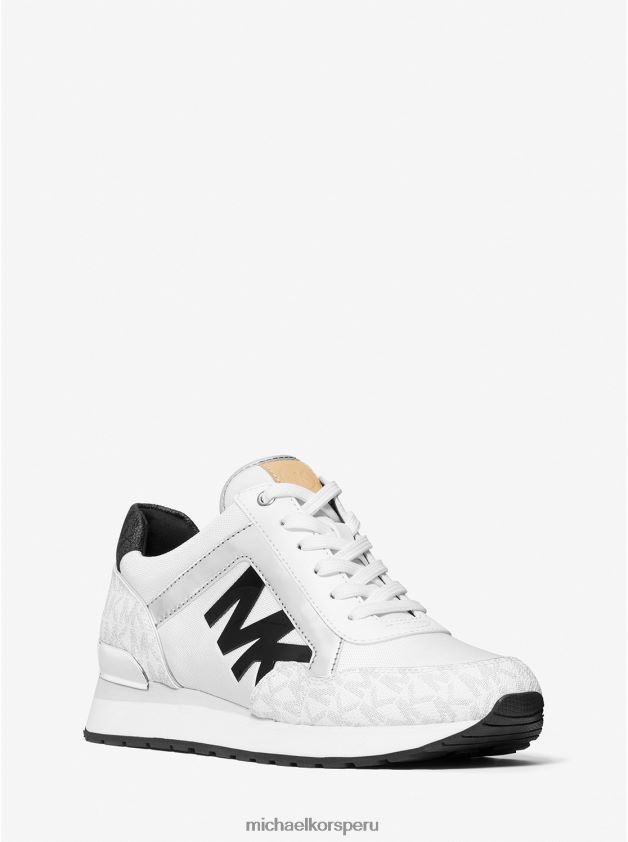 zapatos educacion fisica Michael Kors mujer zapatillas maddy con logo en dos tonos blanco brillante 8FX48V1722