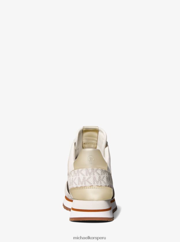 zapatos educacion fisica Michael Kors mujer zapatillas maddy con logo en dos tonos vainilla/marrón 8FX48V1723
