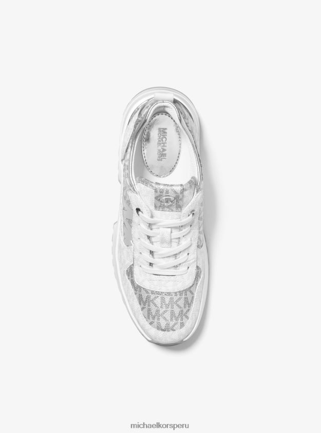 zapatos educacion fisica Michael Kors mujer zapatillas muse con logo metalizado plata múltiple 8FX48V1816