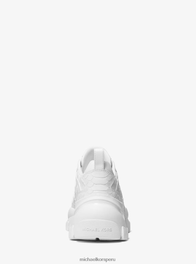 zapatos educacion fisica Michael Kors mujer zapatillas nick de piel con relieve de serpiente Blanco óptico 8FX48V1762