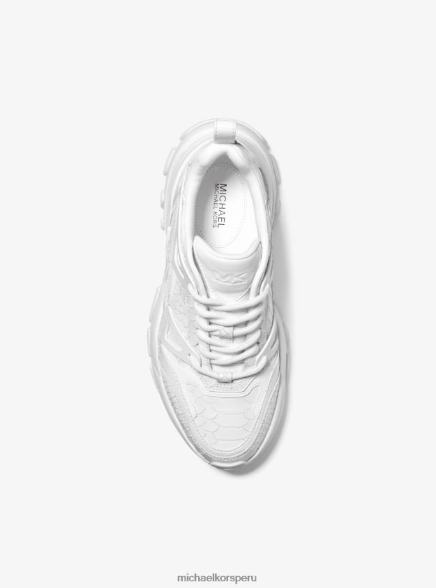 zapatos educacion fisica Michael Kors mujer zapatillas nick de piel con relieve de serpiente Blanco óptico 8FX48V1762
