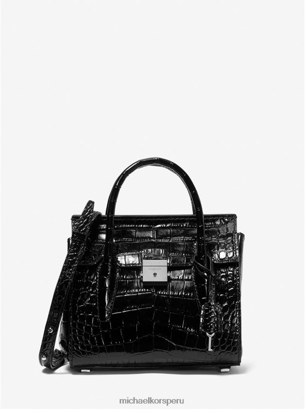 accesorios educacion fisica Michael Kors unisexo Bolso satchel campbell mini de piel con relieve de cocodrilo de la colección negro 8FX48V3795