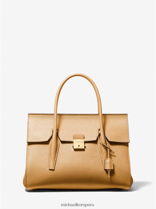 accesorios educacion fisica Michael Kors unisexo Bolso satchel mediano Campbell de piel granulada de la colección camello 8FX48V3798
