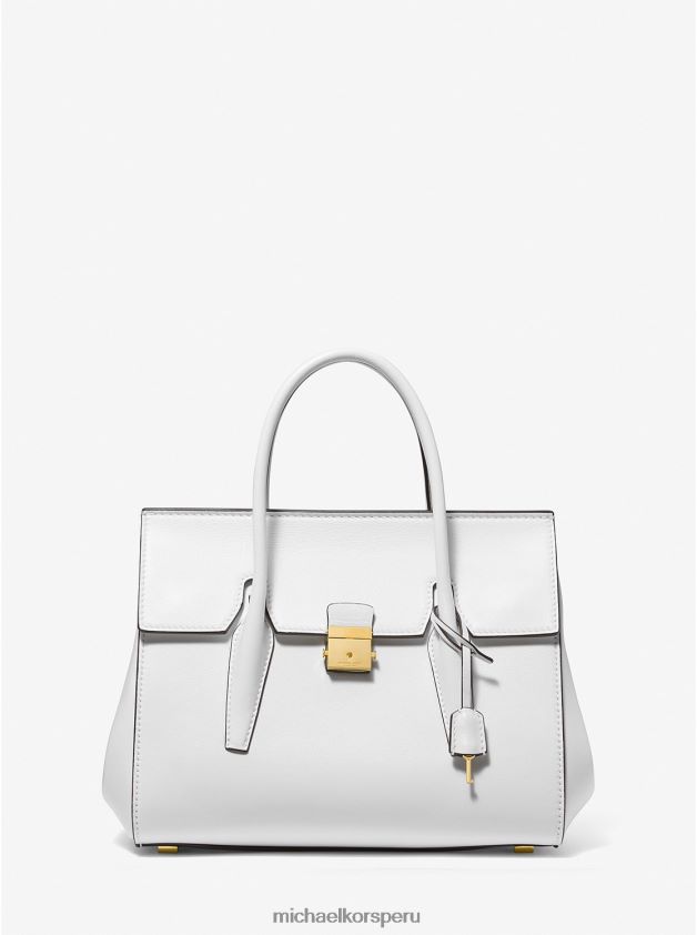 accesorios educacion fisica Michael Kors unisexo bolso satchel mediano campbell de piel de la colección Blanco óptico 8FX48V3791