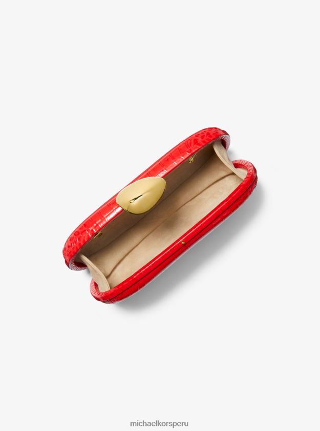 accesorios educacion fisica Michael Kors unisexo colección tina pequeño minaudiere piel repujada cocodrilo amapola 8FX48V3778