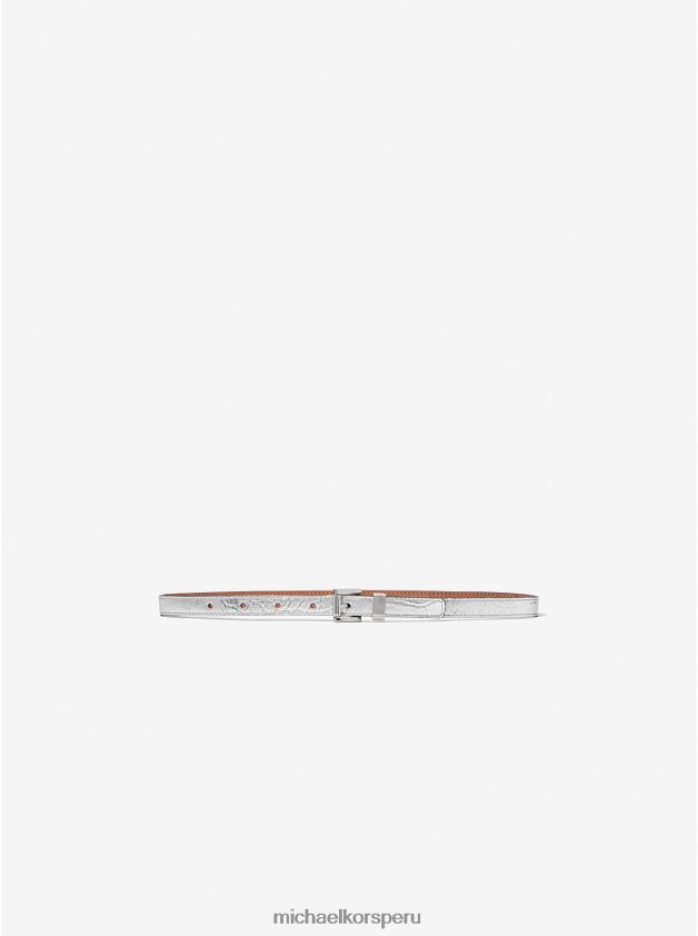 accesorios educacion fisica Michael Kors unisexo Cinturón para pantalón de piel con relieve de cocodrilo metalizado de la colección plata 8FX48V3888