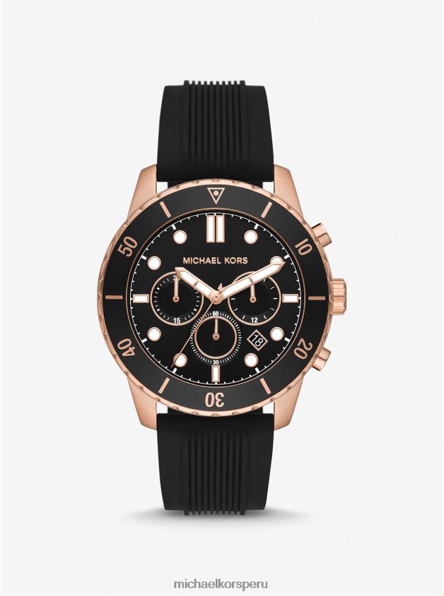 accesorios educacion fisica Michael Kors unisexo Reloj Cunningham extragrande de silicona y tono oro rosa negro 8FX48V3991