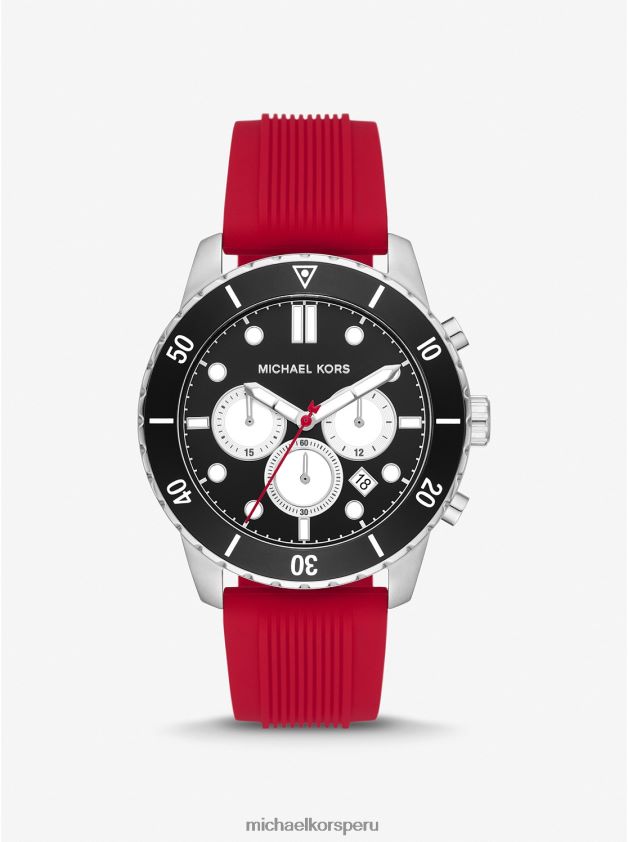 accesorios educacion fisica Michael Kors unisexo Reloj Cunningham extragrande en tono plateado y silicona. rojo 8FX48V3990