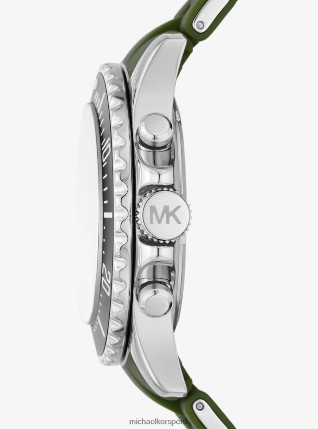 accesorios educacion fisica Michael Kors unisexo Reloj Everest extragrande en tono plateado y silicona. verde 8FX48V3993