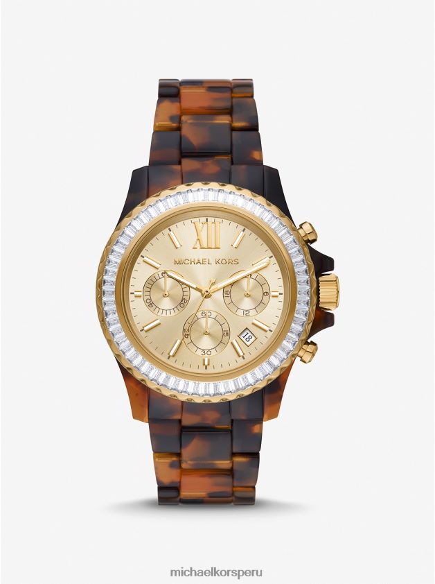 accesorios educacion fisica Michael Kors unisexo Reloj extragrande de acetato de base biológica everest pavé en tono dorado y carey tortuga 8FX48V3999