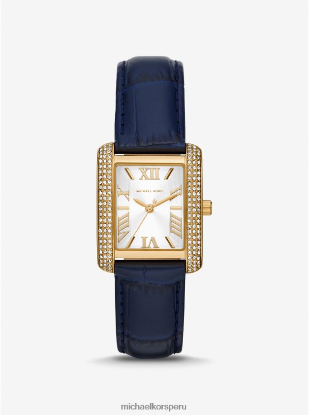 accesorios educacion fisica Michael Kors unisexo Reloj mini Emery Pave de piel repujada de cocodrilo y tono dorado Armada 8FX48V4016