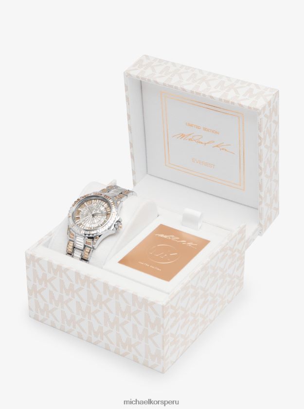 accesorios educacion fisica Michael Kors unisexo Reloj mini everest de edición limitada con pavé de dos tonos en tono plateado Dos tonos 8FX48V3954