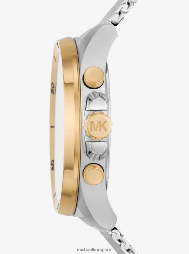 accesorios educacion fisica Michael Kors unisexo Set de regalo con reloj extragrande de malla en dos tonos Brecken marrón 8FX48V3979