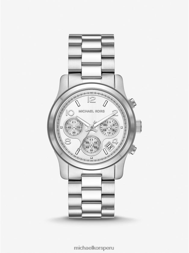 accesorios educacion fisica Michael Kors unisexo reloj de pasarela en tono plateado plata 8FX48V3957