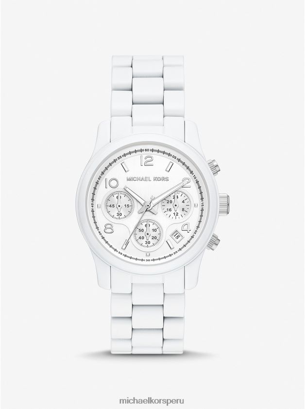 accesorios educacion fisica Michael Kors unisexo reloj delgado de pasarela en tono blanco blanco 8FX48V3960