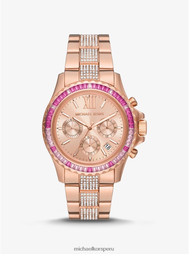 accesorios educacion fisica Michael Kors unisexo reloj everest extragrande en tono dorado rosa con pavé oro rosa 8FX48V4010
