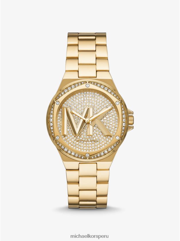 accesorios educacion fisica Michael Kors unisexo reloj lennox pave logo en tono dorado oro 8FX48V4006