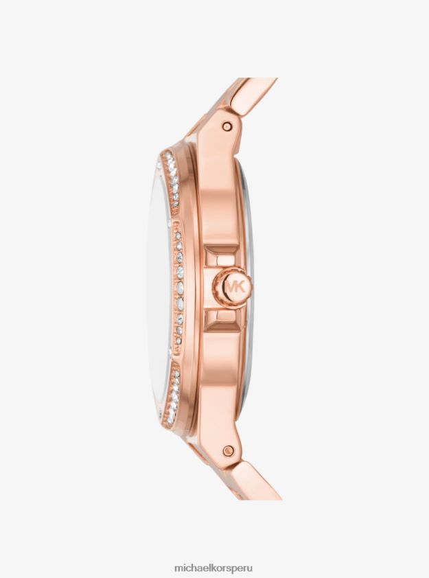 accesorios educacion fisica Michael Kors unisexo reloj lennox pave logo en tono dorado rosa oro rosa 8FX48V4005