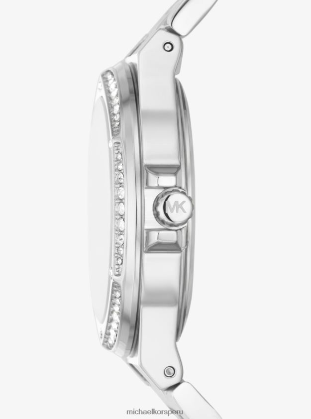 accesorios educacion fisica Michael Kors unisexo reloj lennox pave logo en tono plateado plata 8FX48V4004