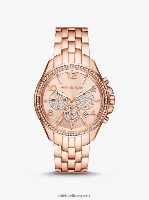 accesorios educacion fisica Michael Kors unisexo reloj piloto extragrande en tono dorado rosa con pavé oro rosa 8FX48V3998