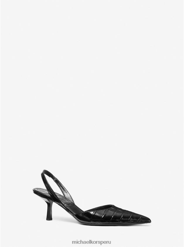 zapatos educacion fisica Michael Kors unisexo salón holly de piel grabada con cocodrilo negro 8FX48V3860