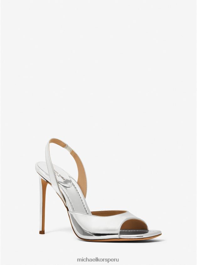 zapatos educacion fisica Michael Kors unisexo Sandalia colección marisa piel metalizada plata 8FX48V3861
