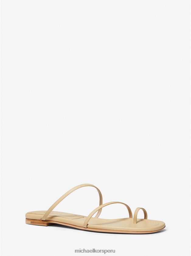 zapatos educacion fisica Michael Kors unisexo Sandalia tipo chancla de piel Patti de la colección duna 8FX48V3826