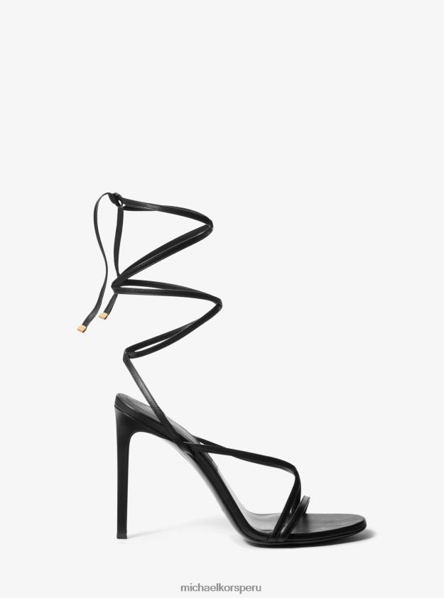 zapatos educacion fisica Michael Kors unisexo sandalia con cordones de piel dahlia de la colección negro 8FX48V3816